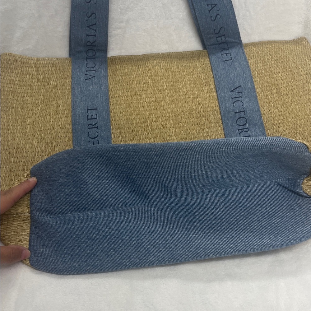 Victoria's Secret Woven and Denim Beach Tote - Picture 6 of 15